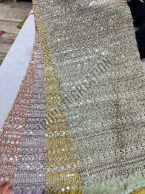 Embroidery &AMP; Mirror Work Kanchipuram Dyed Fabric