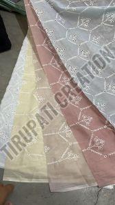 Boring Embroidery Work Mulmul Cotton Fabric