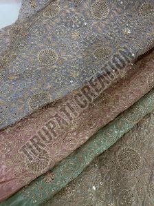 Embroidery Work Kanchipuram Dyed Fabric