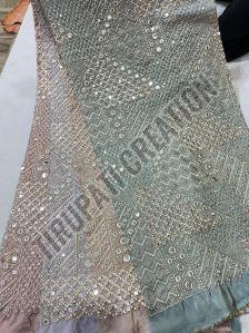 Embroidery &AMP; Mirror Work Kanchipuram Dyed Fabric