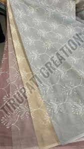 Boring Embroidery Work Mulmul Cotton Fabric