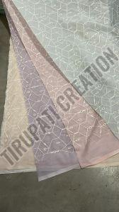 Boring Embroidery Work Mulmul Cotton Fabric