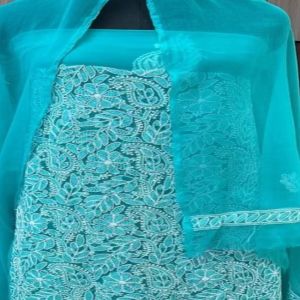 Lucknowi Chikankari Embroidered Unstitched Suit