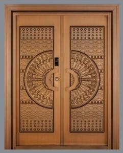 2050X1500 Mm Designer Brown Steel Entrance Door