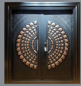 2350X1500 Mm Premium Black and Brown Steel Entrance Door