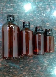 Round Amber Plastic Bottle