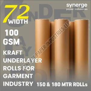 100 GSM 72 Inch Brown Plain Underlayer Paper Roll