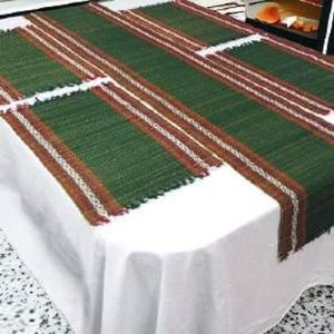Green and Brown Striped Table Dining Set
