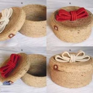 Hand Woven Jute Storage Box with Lid