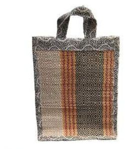 Jute Handbag with Geometric Pattern