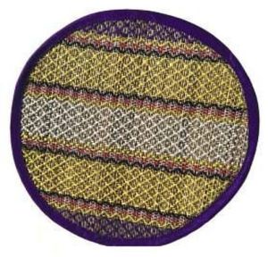Round Woven Mat with Purple Border