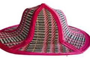 Pink Trimmed Hand Woven Korai Grass Hat
