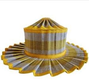 Pleated Checkered Korai Grass Sun Hat
