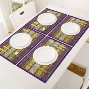 Purple Bordered Woven Placemat Set