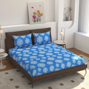 Double Bed Printed Bedsheet 90x90 with 2 Pillow Cover