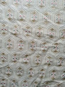 Dn-829 White Embroidery Malai Zorba Silk Fabric