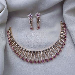 Ladies American Diamond Necklace Set
