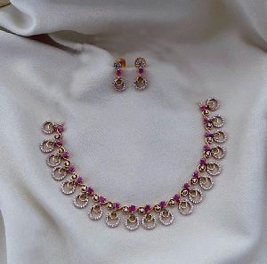 Ladies American Diamond Necklace Set