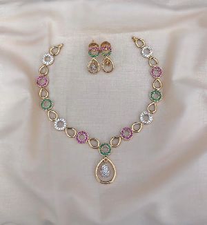 Ladies American Diamond Necklace Set