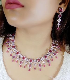 Ladies American Diamond Necklace Set