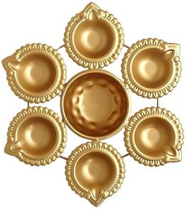 Elegant Floral Floating Candle Holder – Gold-Plated Diya for Diwali and Home Decor