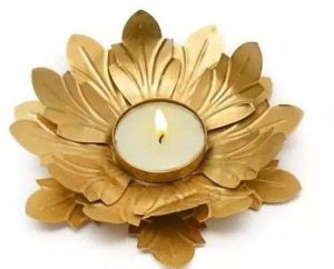 Elegant Floral Floating Candle Holder – Gold-Plated Diya for Diwali and Home Decor