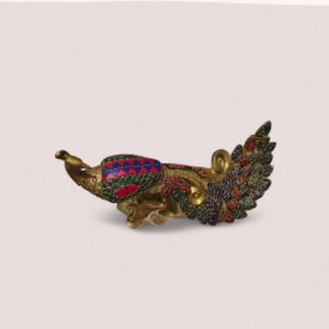 Multi Color Brass Peacock Statue