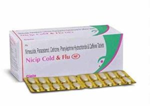 Nicip Cold Flu Caffeine Diphenhydramine Paracetamol Phenylephrine Tablet