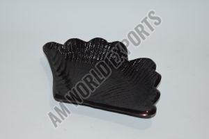 Black Textured Leaf Shaped Platter