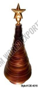 Bronze Metal Layered Christmas Tree Sculpture with Star Topper