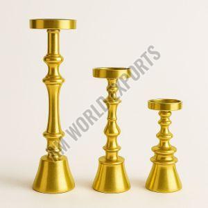 Modern Golden Aluminum Pillar Candle Holders Set OF 3 Pcs