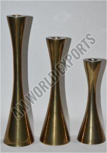 Modern Polished Brass Taper Candle Holder Set OF 3 Pcs