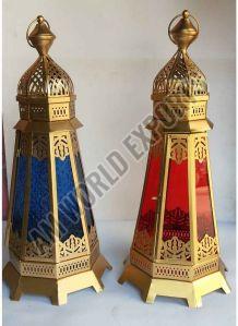 Moroccan Style Colored Glass Lanterns Set OF 2 Pcs