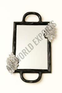 Ornate Black and Silver Rectangular Tray