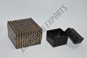 Rectangular Ribbed Golden and Black Jewelry Box Set OF 2 Pcs