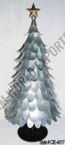 Silver Metal Light Up Christmas Tree Sculpture with Star Topper