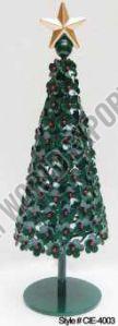 Tiered Golden Metal Christmas Tree Sculpture with Star Topper