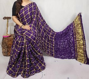 Gajji Silk Pallu Lagdi Pata Saree