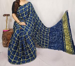 Gajji Silk Pallu Lagdi Pata Saree