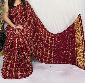 Gajji Silk Pallu Lagdi Pata Saree