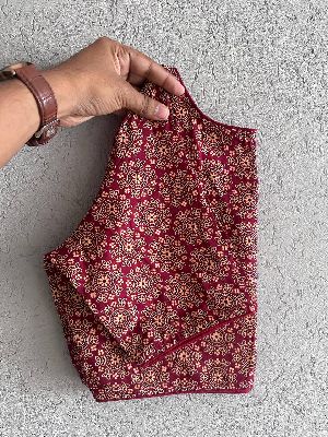Pure Ajrakh Handblock Cotton Blouse