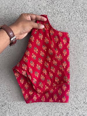 Pure Ajrakh Handblock Cotton Blouse