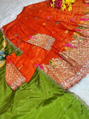 pure tissue silk zari weaving meena work saree