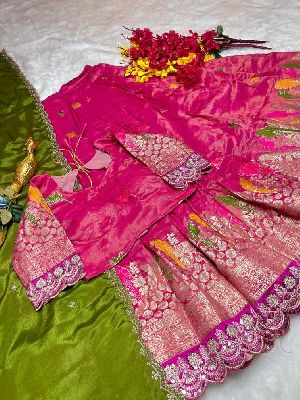 pure tissue silk zari weaving meena work saree
