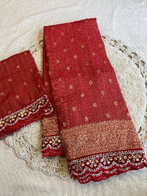 Pure Soft Banarasi Tissue Zari Crushed Silk Weaving Saree