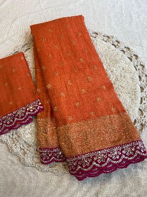 Pure Soft Banarasi Tissue Zari Crushed Silk Weaving Saree