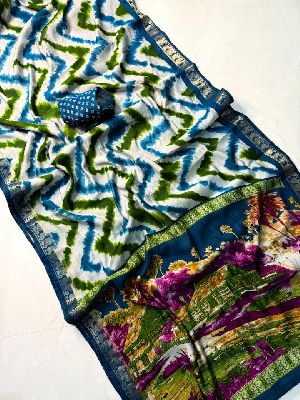 Soft Mangalagiri Silk Sarees  with Pen Kalamkari Design
