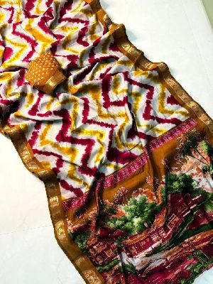 Soft Mangalagiri Silk Sarees  with Pen Kalamkari Design