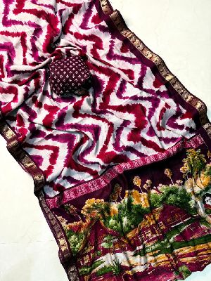 Soft Mangalagiri Silk Sarees  with Pen Kalamkari Design