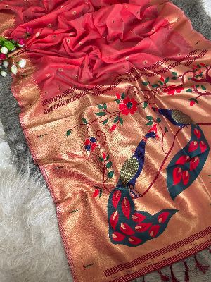Organza Tissue Paithani Saree